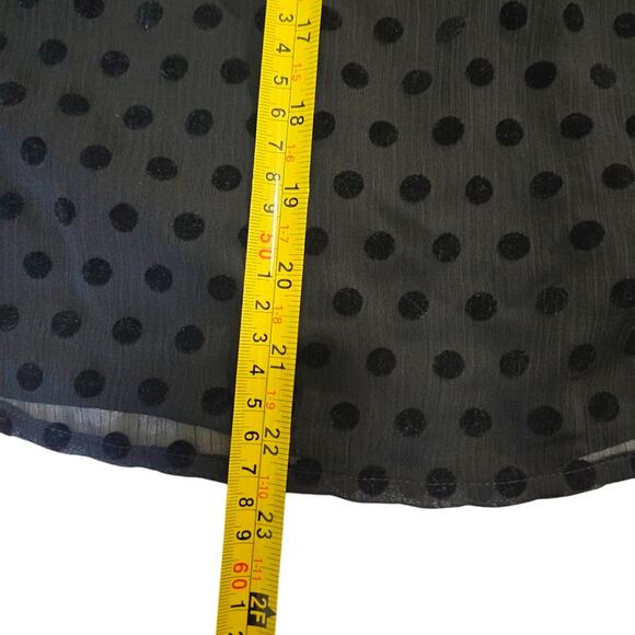 LOFT Women’s Medium Black Sheer Polka Dot Long Sleeve Blouse Dressy Top - Picture 11 of 11